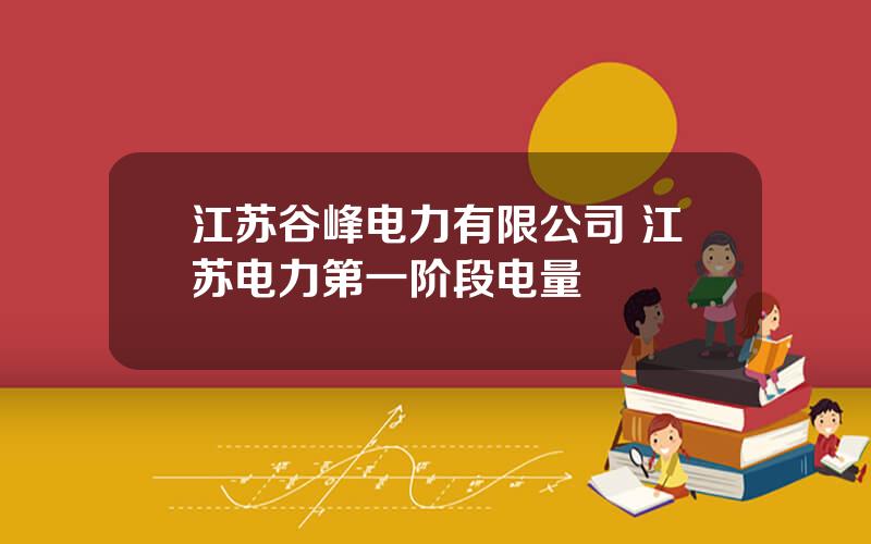 江苏谷峰电力有限公司 江苏电力第一阶段电量